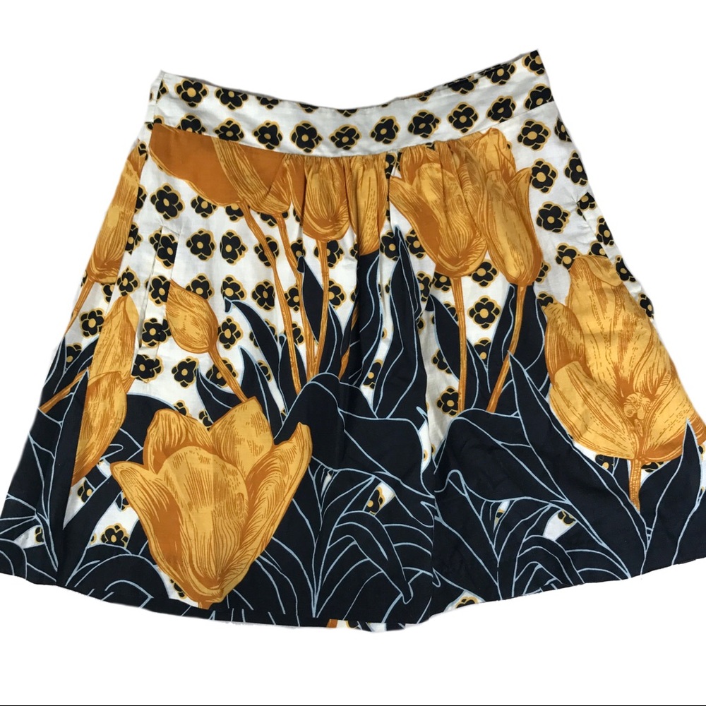 Edme & Esyllte Blue Golden Yellow Floral Skirt XS